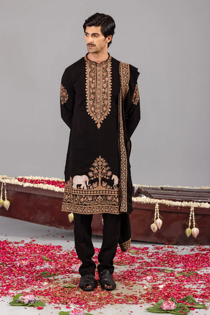 German Thread Adition Kurta pyjama With Dupatta