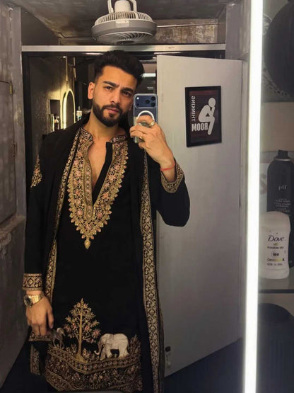 German Thread Adition Kurta pyjama With Dupatta