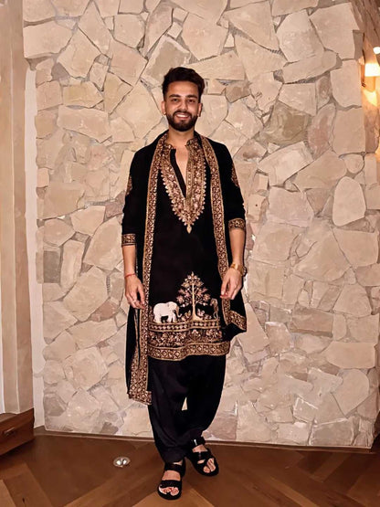 German Thread Adition Kurta pyjama With Dupatta