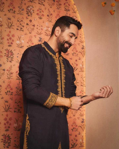 Black Embroidered kurta Pant and Dupatta