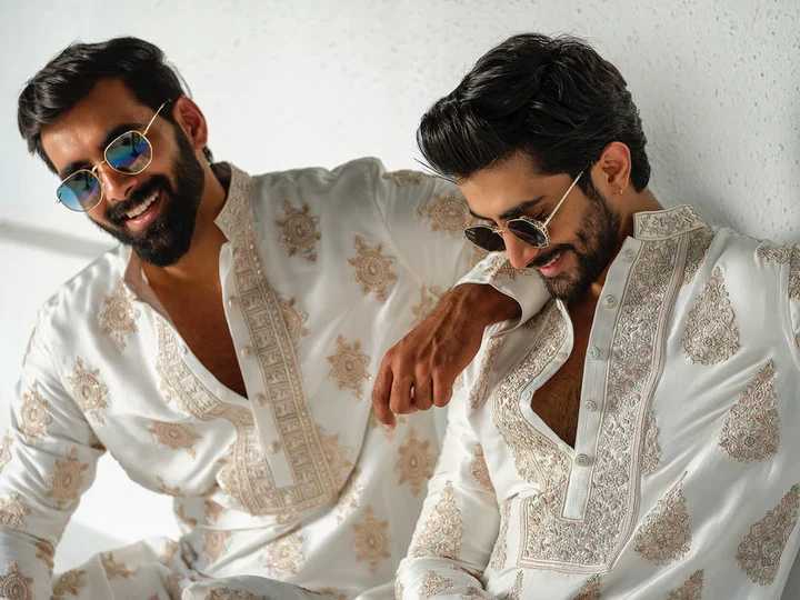 White Silk Blend Kurta Pant set With Embroidery work