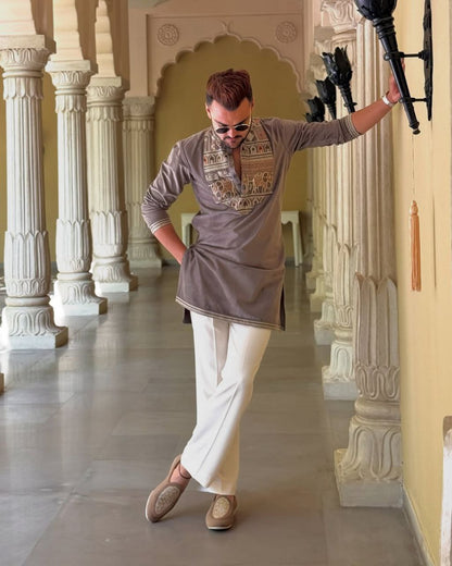 GREY ELEPHANT IRONSIDE KURTA SET WITH EMBROIDERY
