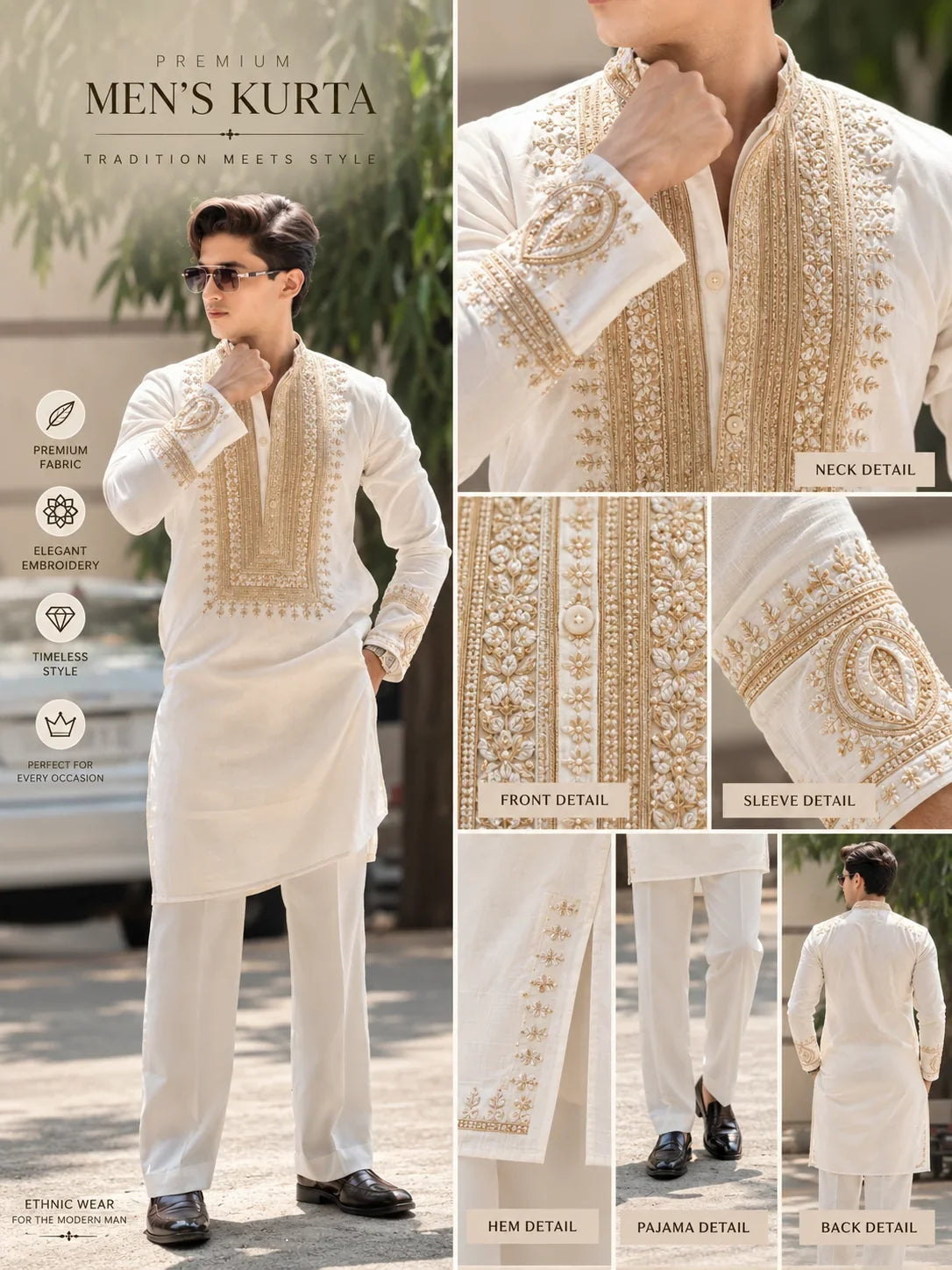 Designer Luxury Embroidered Kurta With Pant Set