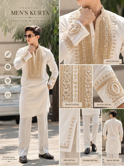 Designer Luxury Embroidered Kurta With Pant Set