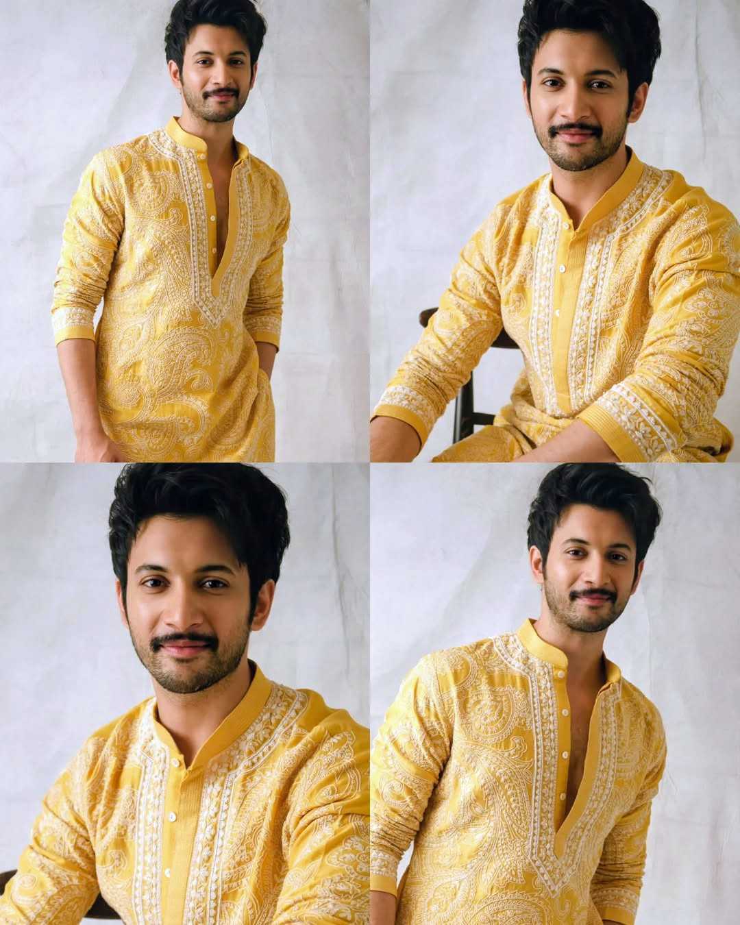 Yellow Mustard Parrot Chanderi Full Heavy Embroidery Kurta Pant Set