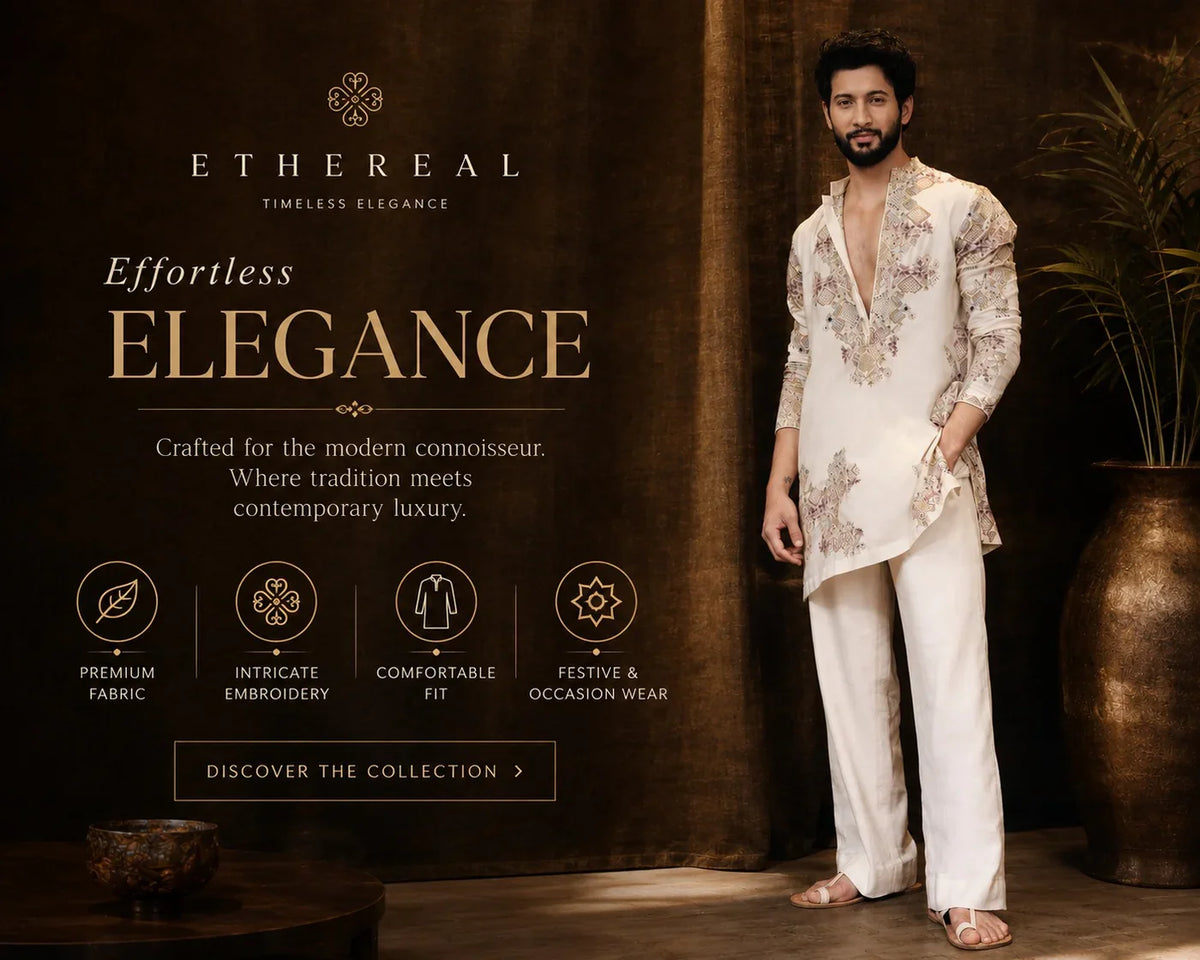 IVORY EMBROIDERY KURTA PANT SET