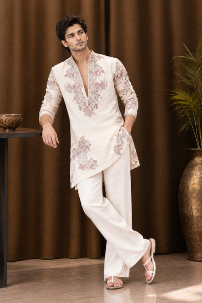 IVORY EMBROIDERY KURTA PANT SET