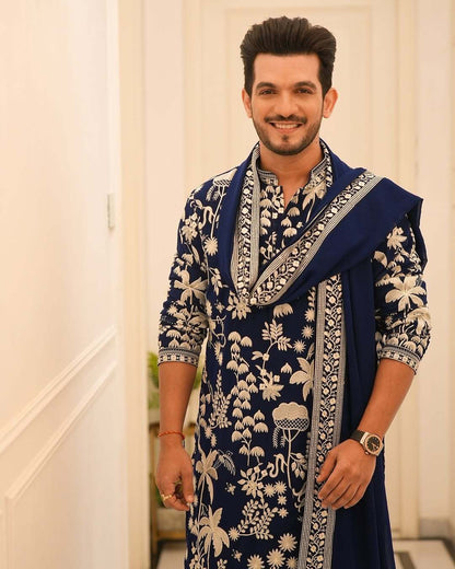 NEAVY BLUE KURTA SET WITH DUPATTA HEAVY EMBROIDERY