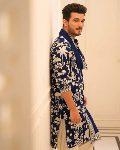 NEAVY BLUE KURTA SET WITH DUPATTA HEAVY EMBROIDERY