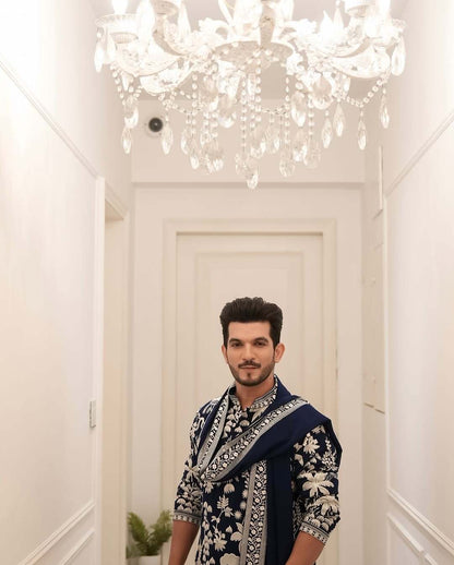 NEAVY BLUE KURTA SET WITH DUPATTA HEAVY EMBROIDERY