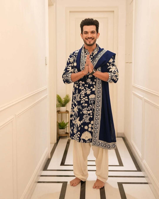 NEAVY BLUE KURTA SET WITH DUPATTA HEAVY EMBROIDERY